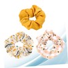 minkissy Chiffon Hair Scrunchies Set of 3 Floral Daisy Pattern