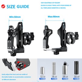 iMESTOU Motorcycle Cup Holder, ATV Water Bottle Mount Compatible with 50-90mm Dia. Cups Drinking Bottles, Anti-Theft, with 0.5"-1.57" Retractable Plate Fits for Bike Scooter Stroller Golf Cart...
