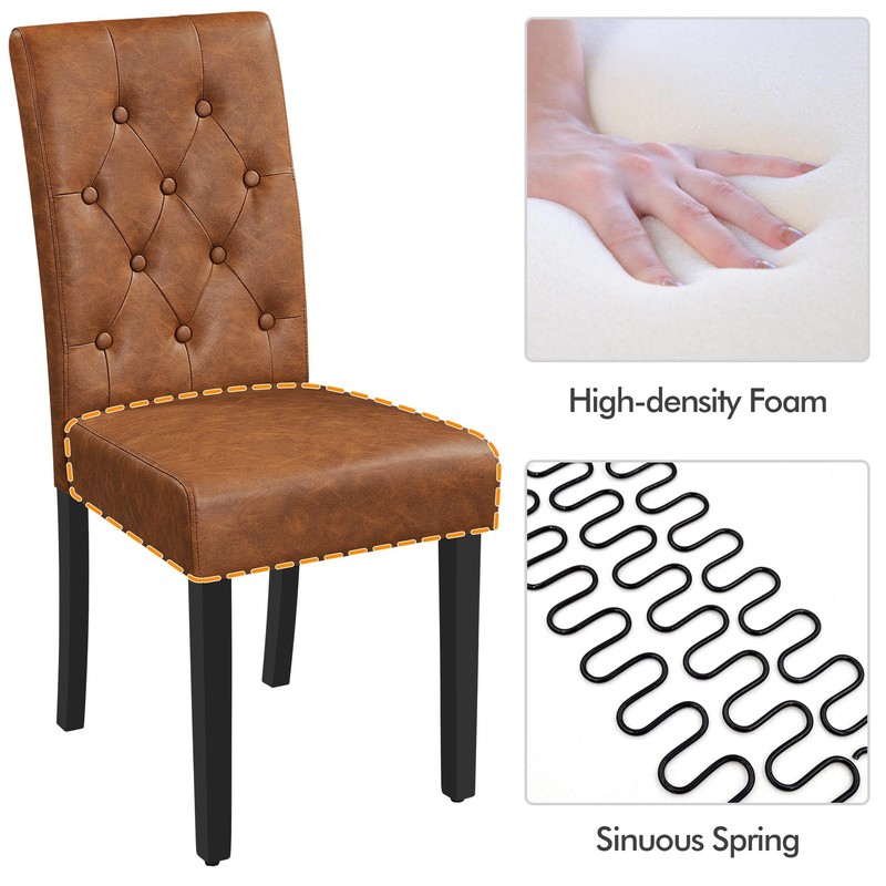 Yaheetech Upholstered Dining Chairs Set of 2 Modern Leather Parsons