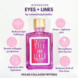 Eyes + Lines Vegan Collagen Peptides Serum | Anti-Aging | 5 Peptides | Reduces Wrinkles & Dark Circles | Niacinamide, Hyaluronic Acid, MSM, Green Tea | Deep Hydration & Firmness | Ageless Beauty