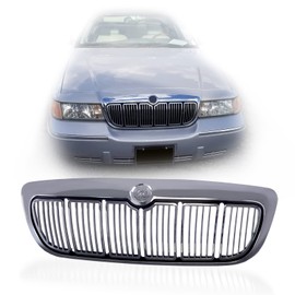 Perfit Liner New Replacement Parts Front Chrome Grille Grill With emblem provision Compatible With 1998-2002 Mercury Grand Marquis LS/GS Fits FO1200353 F8MZ8200AA