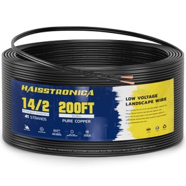 Low Voltage Landscape Wire,14/2 200FT haisstronica Landscape Lighting Copper Wire 14 Gauge 2 Conductor Landscaping Lights Wired Outdoor Direct Burial Electrical Wire