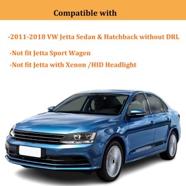 Headlights Assembly Compatible with 2011-2018 Volkswagen VW Jetta MK6 Sedan & Hatchback w/o DRL, Black Housing Clear Reflector