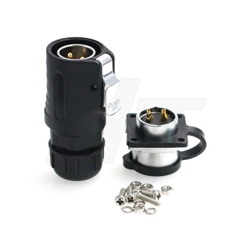 HangTon LP20 2 Pin Waterproof Power Connector Industrial Bulkhead Male