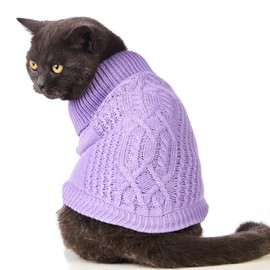 Stretchy Cat Sweater - 17 Colors & 6 Sizes | Snug Winter-Ready Knit for Boy/Girl Cats & Kittens(Purple, Medium)