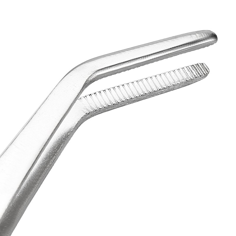 uxcell 8-Inch Stainless Steel Tweezers with Curved Serrated Tip Daily