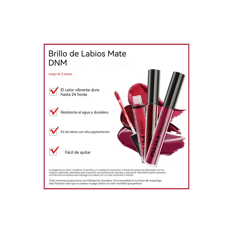 Kit Lápiz Labial Líquido Mate De Larga Impermeabl Y Duración