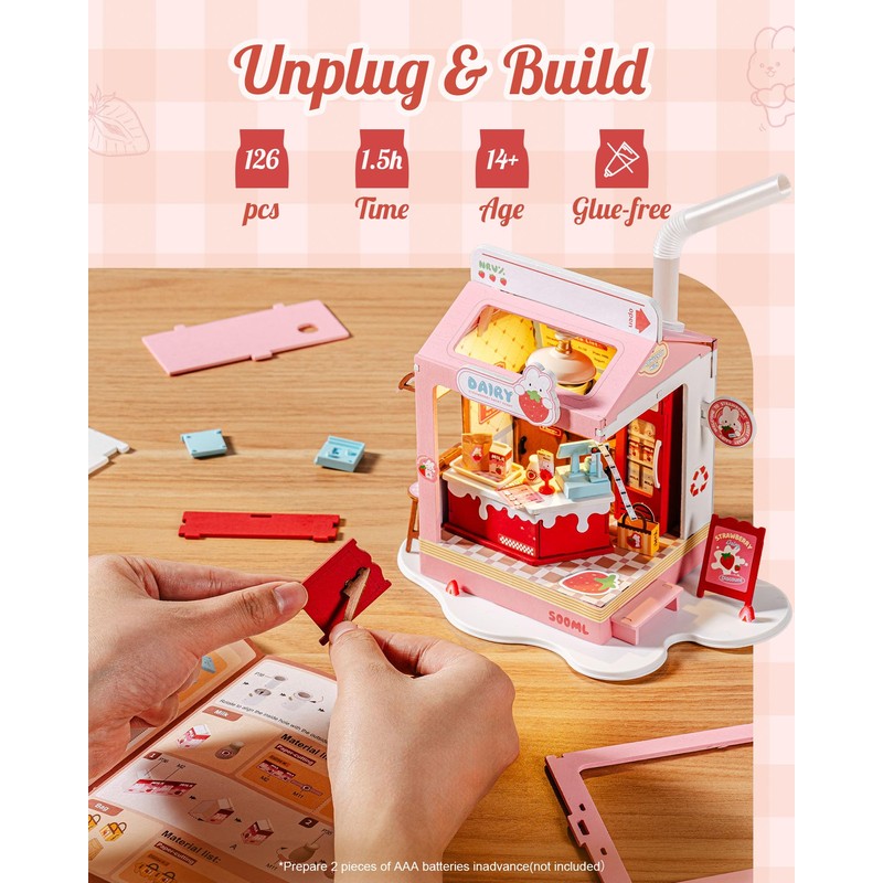 Robotime DIY Miniature House Kit, 1:28 Scale Tea Shop Scale