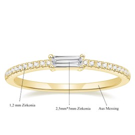 Titaniumcentral Rings Women's Front Ring Slim Eternity Rings Baguette Cut Cubic Zirconia Engagement Rings Wedding Rings Wedding Rings, Brass, Cubic Zirconia