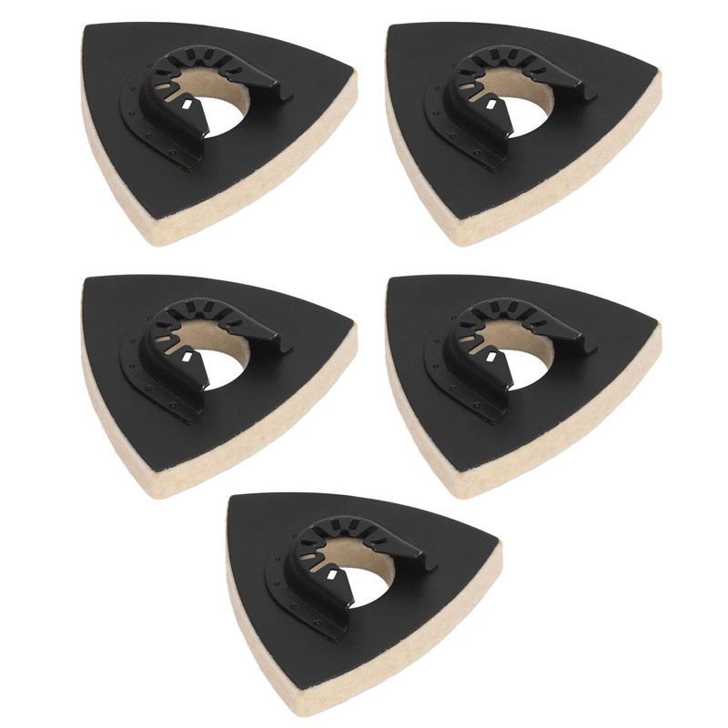 5PCS Wool Polishing Pad with Alloy Steel Base Triangular Felt
