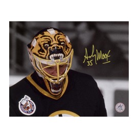 Andy Moog Signed Boston Hockey Mask Close-Up 8x10 Photo