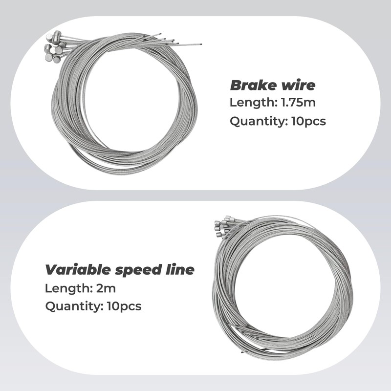 Bicycle Brake Cable Set, 10 x 1.75 m Brake Cable