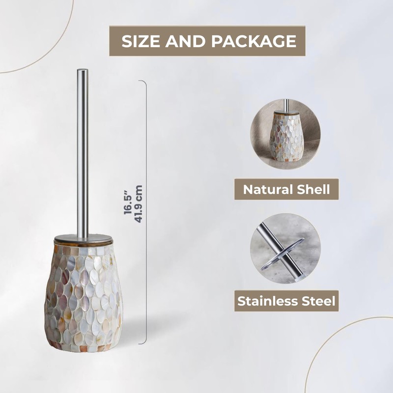 Escenzy Modern Toilet Brush and Holder Set | Natural Shell