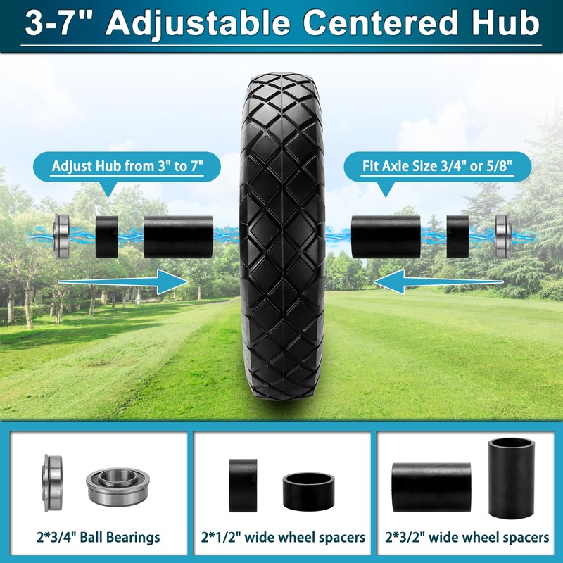 Cenipar 4.80/4.00-8" Flat-Free Tire and Wheel, 16" Solid Wheelbarrow Tires