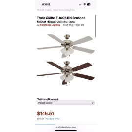 Trans Globe Lighting F-1005 BN  52" 5 Blade Indoor Ceiling - Brushed Nickel