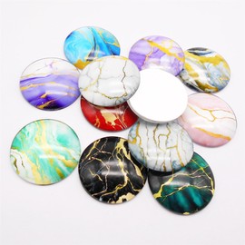 Julie Wang 48PCS 20MM Colorful Marbled Pattern Glass Cabochons Round Convex Flat Back Cabs for Jewelry Making, Necklaces Ring Bezel Settings Craft DIY Supplies
