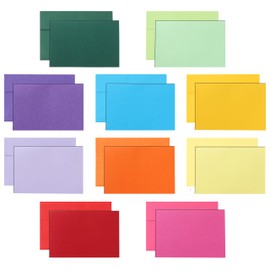 Silunkia 10 Assorted Colors Blank Note Cards and Envelopes 4 x 6 Heavyweight Single Panel Cardstock and A4 Envelopes Printable Self Seal 20 Packs for Christmas Greetings, DIY Wedding Invitations