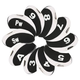 PATIKIL Golf Club Head Cover, 10 Pcs Number Golf Club Irons Covers Neoprene Driver Headcover Golf Lovers Gifts for Men Women, Black/White
