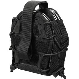 Dual Handcuffs Tactical Handcuff Pouch - Elliptical Law Enforcement Cuff Holder Carrier with U-Shaped Groove | Shock-Absorbing Adjustable Rope | Fits ASP/Hinged/Chain/Folding Handcuffs