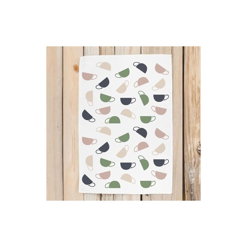 Purely Home Coffee Cups Tea Towel - Earth Tones Tea/Coffee