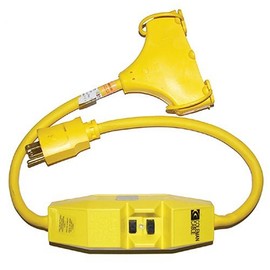 Coleman Cable 02841 In-Line Tri-Source 12/3 SJEOW 2-1/2-Foot 120-Volt Ground Fault Circuit Interrupter