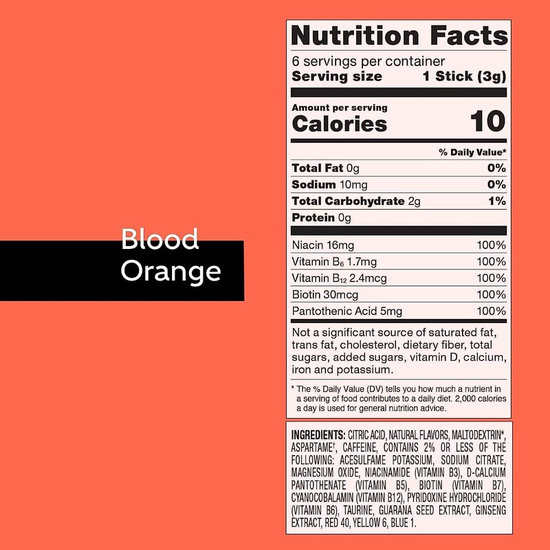 Pure Kick Energy Singles To Go Drink Mix, Blood Orange,