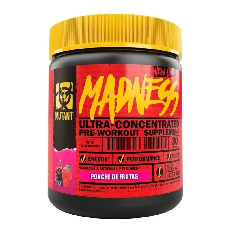 Mutant Madness Pre Entreno Sabor Ponche Frutas Porciones