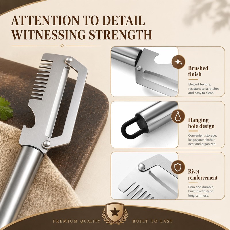 3PCS 4 in 1 Stainless Steel Peeler,4 in 1 Multi-Functional
