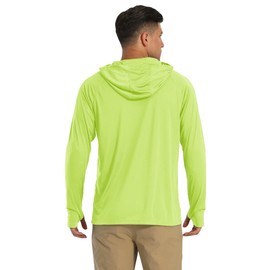 Uv Hood Shirts for Men Long Sleeve Athletic Shirts Running Shirts Workout Shirts Sun Shirts Summer Shirts UV Shirts UPF 50 Fluorescent Green