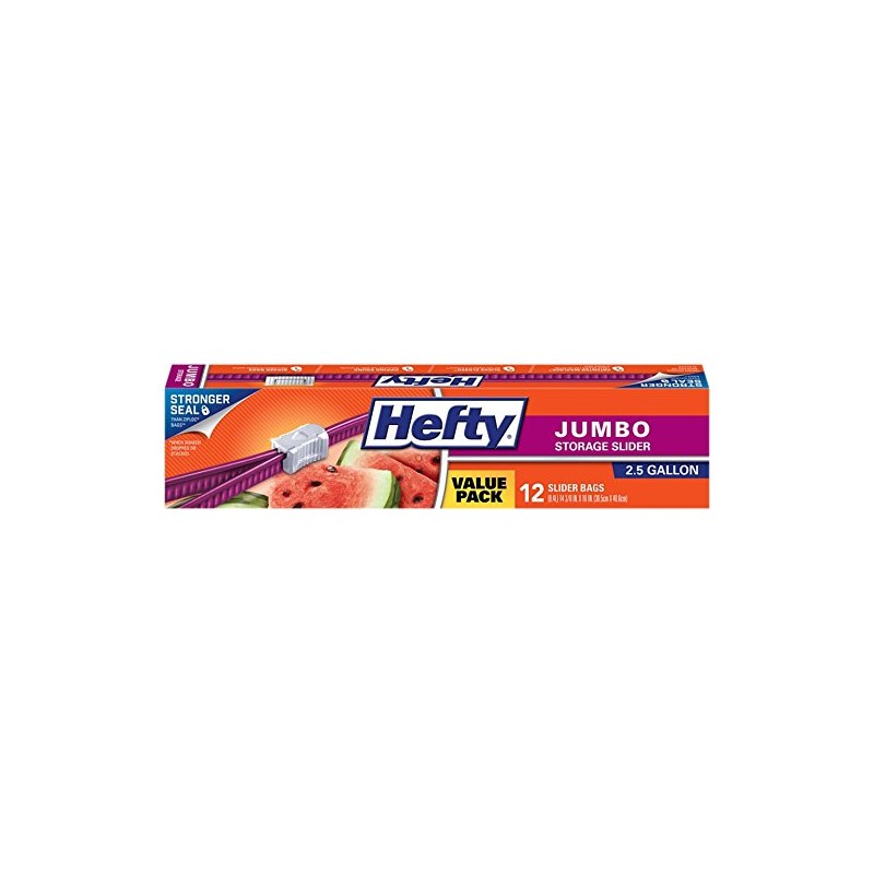 Hefty Jumbo Storage Slider Bags, 2.5 Gallon 12 ea (Pack