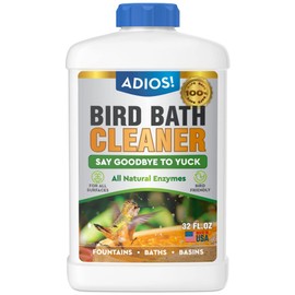 ADIOS! Bird Bath Cleaner for Outdoor Fountains and Bowls, Safely Cleans Metal, Glass and Stone (32oz)