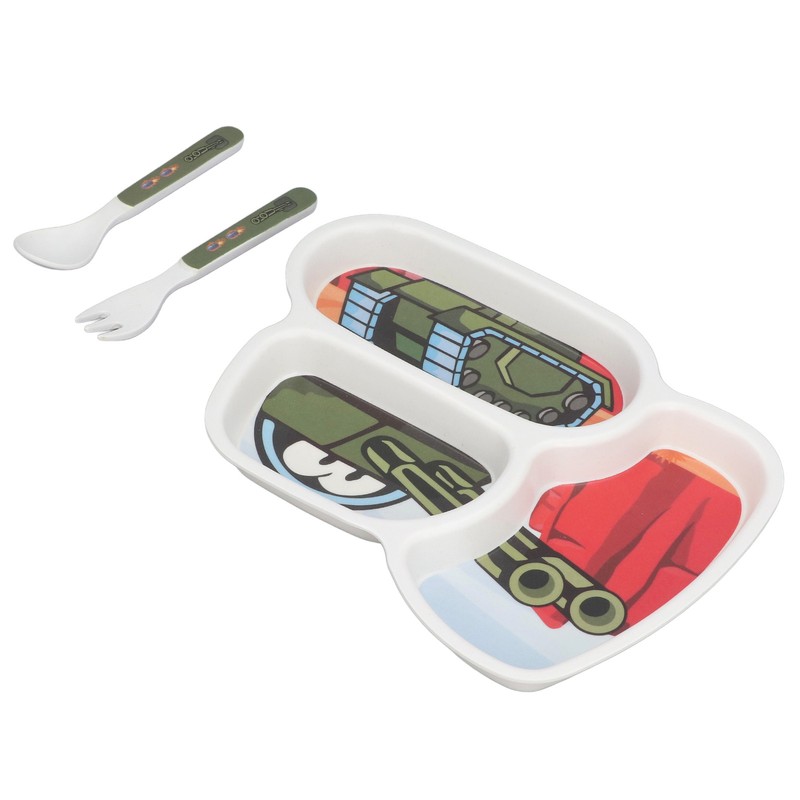 Children Tableware Set Cartoon Printed Unbreakable Divided Plate Toddler Eating