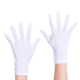 ALVOGIMOR Men Women Wrist Length Spandex Stretch Gloves,Wedding Party Christmas Costume Party Dance Gloves (White, one size)