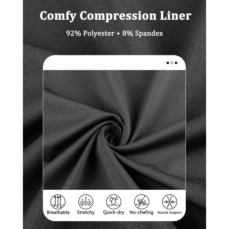 SILKWORLD Mens Swimming Trunks with Compression Liner 2 in 1