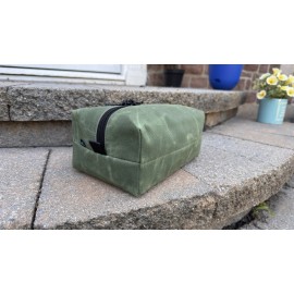 Weston Gear Waxed Canvas Dopp, Sage Green, YKK Zipper, Handcrafted In USA!