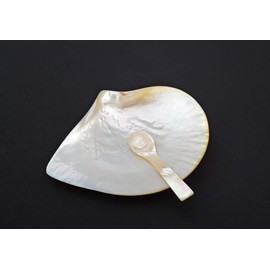 Mother of Pearl Caviar Set - 4 inch Spoon - 5.5 inch Plate