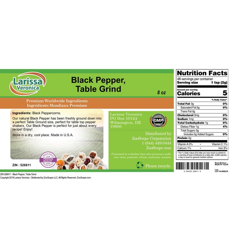 Black Pepper, Table Grind (8 oz, ZIN: 526811) - 3