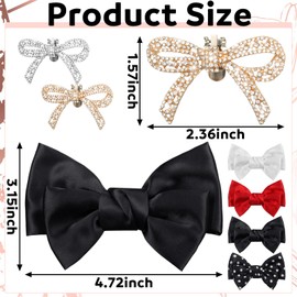 Maysing 12 Pcs Bow Shoe Clips Rhinestone Satin Bow Shoe Buckle Solid Color Decorative Clips Removable Gold Silver Accessories for Women Wedding Party Bag Accessories Charms