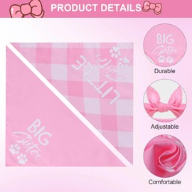 PAWCHIE Big Sister Little Sister Dog Bandana 2 Pack,Pink Pet Dog Scarf Accessories,Dog Triangle Scarf Bibs for Puppy Small Medium Dogs,Baby Announcement Dog Bandana for Girl,Gift for Dog Lover