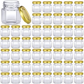 Nuogo 100 Pack 1.5oz Mini Hexagon Glass Jars Bulk for Wedding Small Honey Jars with Lids Spice Jars Canning Jars Mason Jars for Gifts Candy Honey Wedding Party Favors DIY Crafts