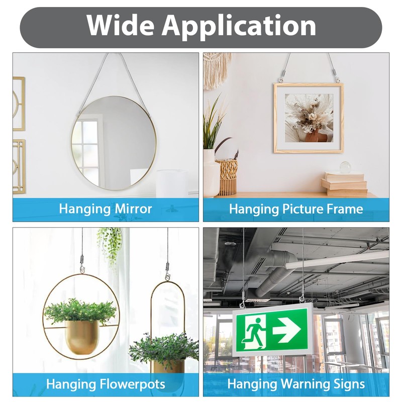 8PCS Adjustable Picture Hanging Wire Kit,Frame,Mirror Hanging Kit,6.6FT Heavy Duty