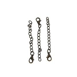 15 Antique Bronze Tone Extender Chains with Lobster Clasp - 65mm x 3.5mm - Z883