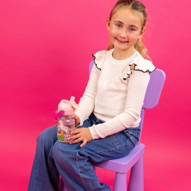 Floss & Rock Rainbow Fairy Drinks Bottle, 450ml, Tritan Material, with Retractable Spout + Extra Straw