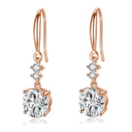LYTOPTOP Rose Gold Dangle Drop Earrings for Women, 925 Sterling Silver Cubic Zirconia Drop Earrings, Hypoallergenic Earrings Jewellery Gifts for Girls