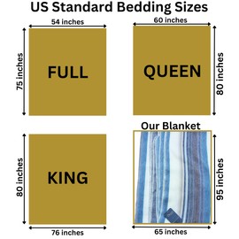 DAVLINA, Alpaca Wool Throw Blanket | Super Soft, Lightweight, Breathable and Hypoallergenic | Non-Itchy or Scratchy (Blue White Varicolored, Queen (U.S. Standard))