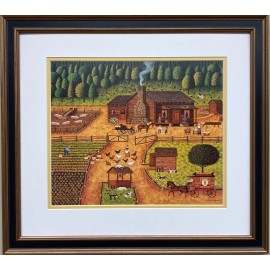 Charles Wysocki "Pioneers with Log Cabin Farm" New CUSTOM FRAMED Art Americana
