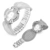 Flower Shape Dial Women Watch Wide Mesh Belt Quartz Elegant