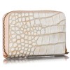 [VOICE] Italian Cowhide Leather Round Zipper Chabara Card Case, WH/PK