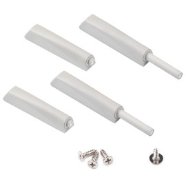 Magnetic Door Latches, Push to Open, 4 Pack Cabinet Push Catch, Light Gray Soft Quiet Close Closers, Push Magnet Latches for Cabinet Doors Closure Push Release Press Out Cabinet Kitchen Hardware