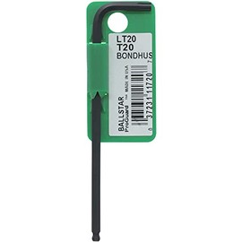 BONDHUS LT20 No.11720 Torx® Ball Point Ballstar™ L-Wrench T20 (Short Hand: 0.9 inches (24 mm), Long Hand: 3.7 inches (95 mm), Black Dyed Treatment